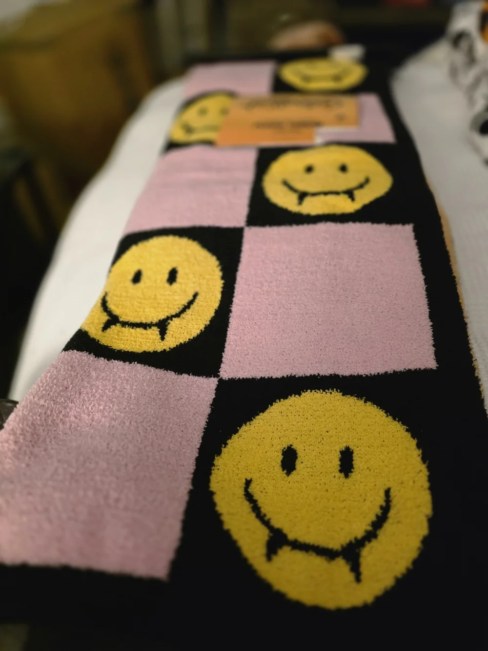Kids Pink Smiley Face Blanket